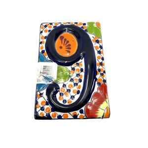 Talavera Number 9 or 6 Mexican Folk Art Pottery‎ Hand Painted Tile